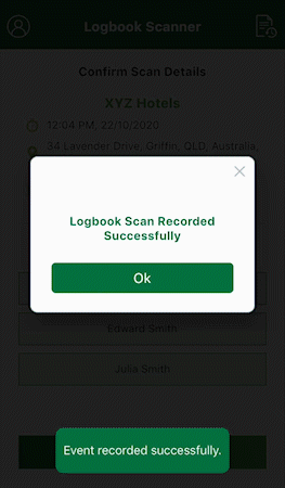 Logbook View Scan History screen
